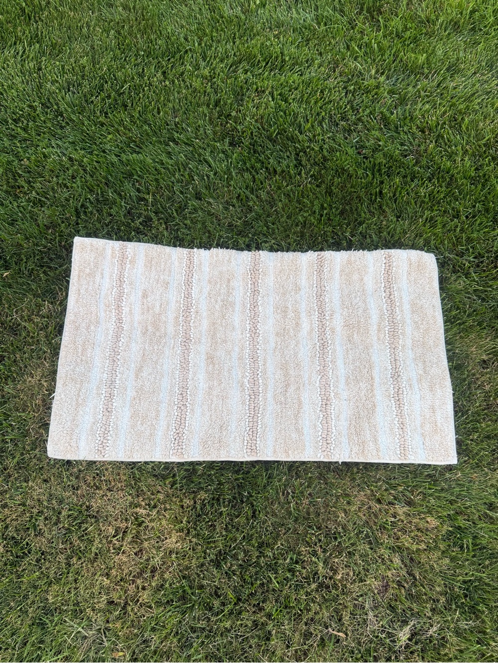 Sonoma Goods for Life Beige Cream Striped Textured Bath Rug 23 x 38